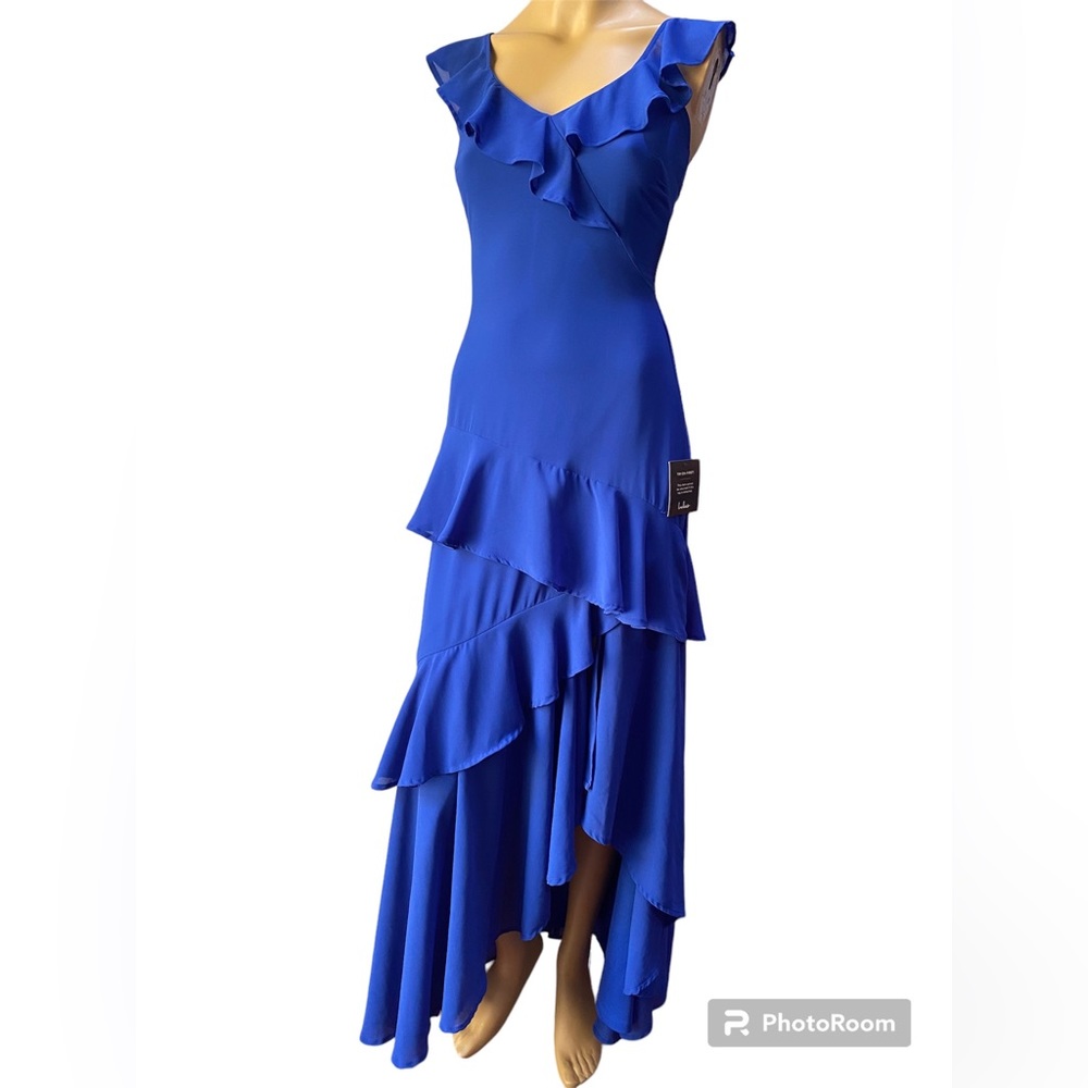 Blue maxi dress with ruffles